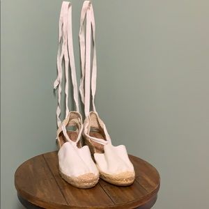 White lace up espadrilles